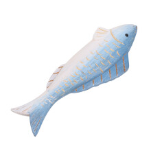 2Pcs Small Dark Blue Wood Fish Figurines Artistic Nautical Tabletop