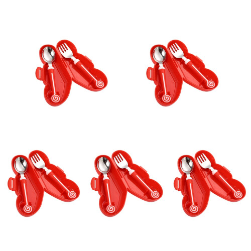 5 Sets Kids Tableware With Silicone Handle For Toddlers 2