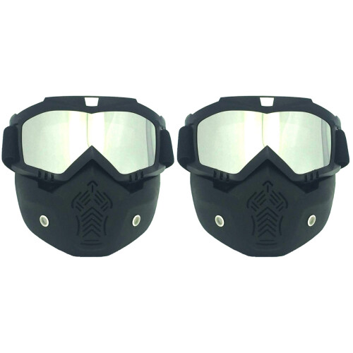 2Pcs Motorcycle Face Mask with Uv400 Goggles Assorted Color 1