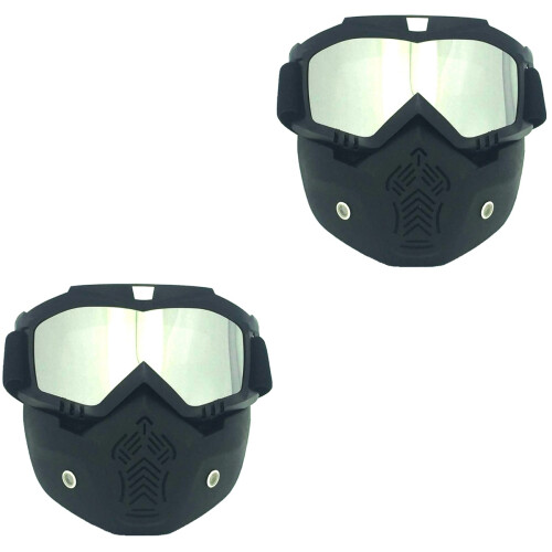 2Pcs Motorcycle Face Mask with Uv400 Goggles Assorted Color 2