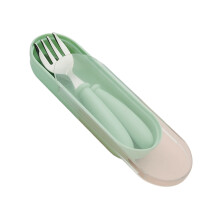 2Pièces Ensemble Fourchette Vert Bébé Acier PP