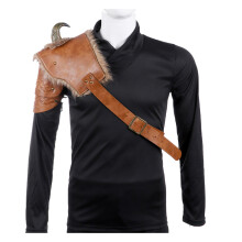 Pauldrons Cuir Viking Homme Epaulettes Costume Médiéval Marron