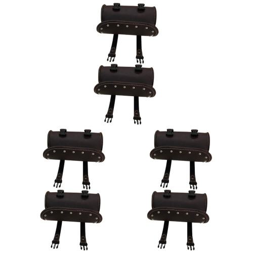 6Pcs Waterproof PU Motorcycle Side Tools Storage Box Brown 2