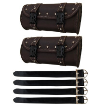 6Pcs Waterproof PU Motorcycle Side Tools Storage Box Brown