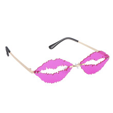 2Pcs Violet Lip Shape Sunglasses Metal Pc Funny Party Eyewear