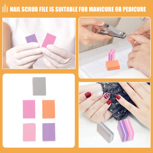 100Pcs Manicure Sponge Nail Buffer Blocks Durable Assorted Color Files 2