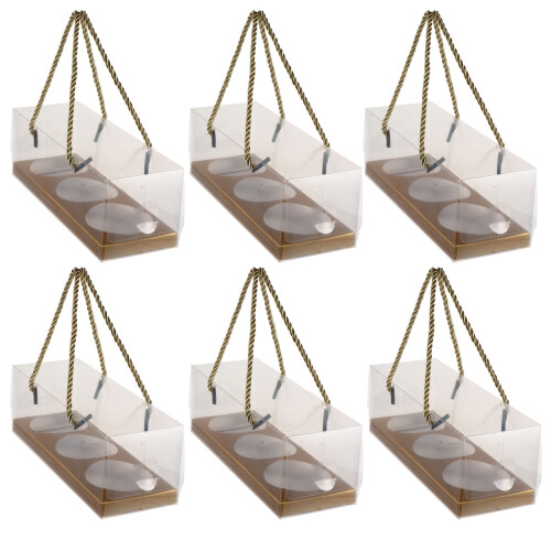 10Pcs Golden Egg-Yolk Puff Packing Boxes with Handle for Cake Shops