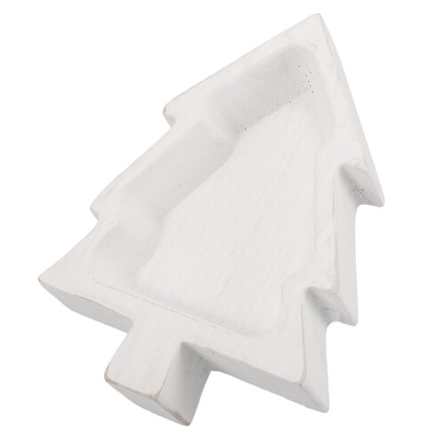 4Pcs Wooden Xmas Tree Plate White Dessert Serving Tray Multi-Purpose 2