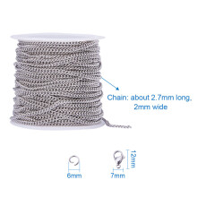 2Sets Stainless Steel Silver Link Chain Lobster Clasp DIY Jewelry Set