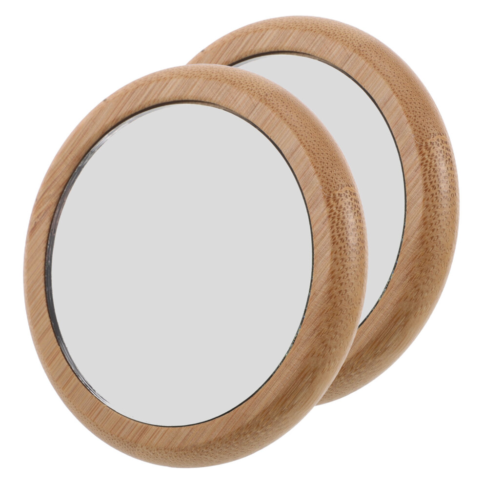 Happyyami 10Pcs Compact Lightweight Wooden Pocket Mirror For Girls Travel Makeup