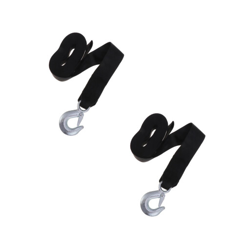 2Pcs Car Winch Rope Black Polyester Steel Hook for Trailer 2