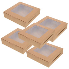 15Pcs Brown Cookie Boxes with Window Durable Kraft Paper Packaging