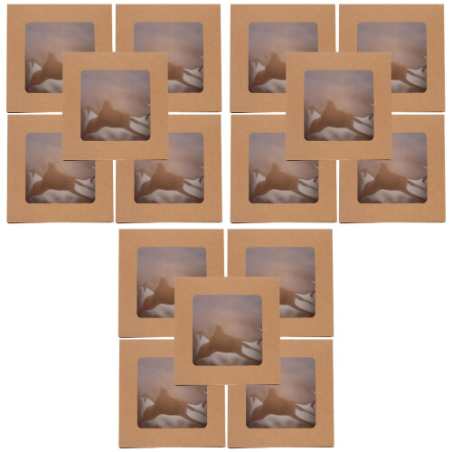 15Pcs Brown Cookie Boxes with Window Durable Kraft Paper Packaging 2
