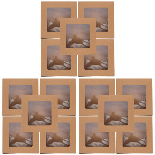15Pcs Brown Cookie Boxes with Window Durable Kraft Paper Packaging 1