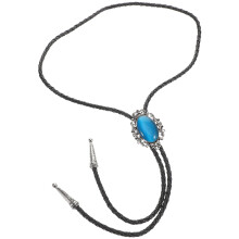 5Pcs Western Cowboy Neck Tie PU Cord Stone Necklace for Men Sky-Blue