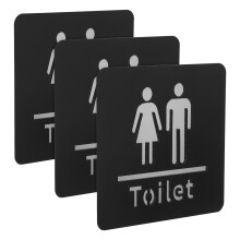 9Pcs Black Acrylic Toilet Sign - Square Restroom Sticker for Men Women