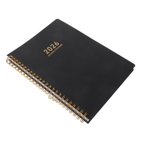 4Pcs Compact Black Hard and Monthly Planner 2026