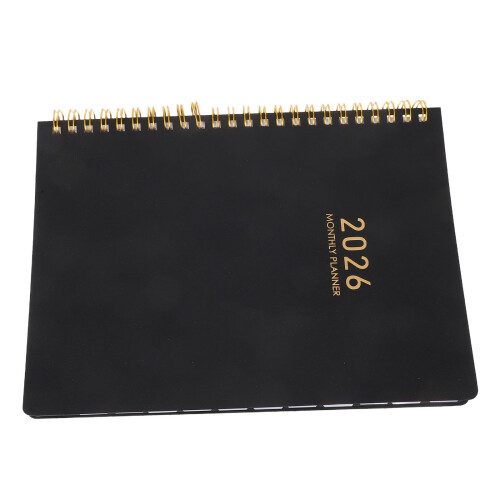 4Pcs Compact Black Hard and Monthly Planner 2026 2