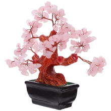 Pink Quartz Crystal Bonsai Tree Tabletop Luck and Wealth Ornament