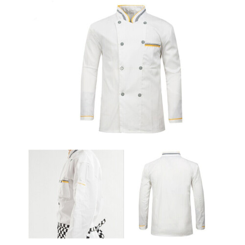 2Pcs White Long Sleeve Chef Coat Durable Easy Wash Catering Jacket 1