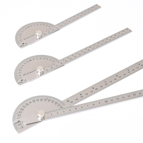 3Pcs Stainless Steel Protractor Ruler Silver Rustproof Angle Finder 2