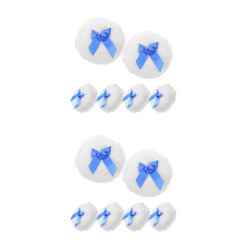 12Pcs Powder Puff with Bow, Soft Plush Material for Delicate Skin Use 2