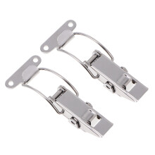 4Pcs Practical Stainless Steel Toggle Buckle Hasp Silver for Equipment