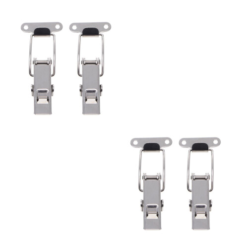 4Pcs Practical Stainless Steel Toggle Buckle Hasp Silver for Equipment 2