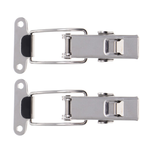 4Pcs Practical Stainless Steel Toggle Buckle Hasp Silver for Equipment 1