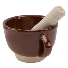 2Sets Ceramic Bowl with Wooden Pestle Garlic Grinding Tool