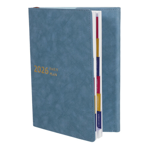 2Pcs Versatile Daily Planner Notebook Sky-Blue PU Cover with Calendar