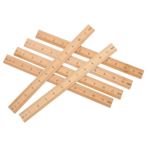 12Pcs Bamboo Crafting Rulers Beveled Edge Measuring Tools for Clothes 1