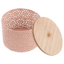 2Pcs Metal Snack Storage Jar with Wood Lid Chocolate Color for Kitchen
