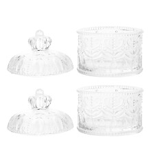 2Pcs Transparent Glass Jar with Lid for Candy Cookie Storage