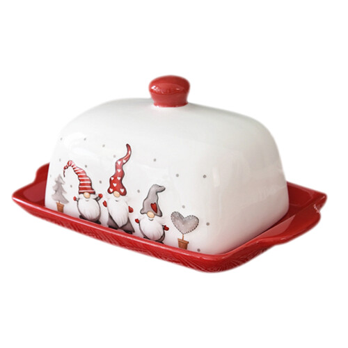 3Pcs Multi Color Ceramic Butter Dish Christmas Design for Home Kitchen 1