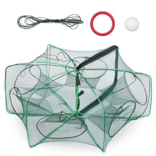 3Pcs Lightweight Green Nylon Foldable Shrimp Net Portable Fish Trap 2