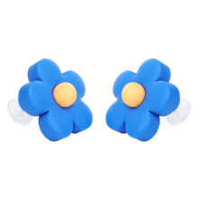 3St Blauwe Bloemvormige Polymer Oorknopjes Vrouwelijke Stijl
