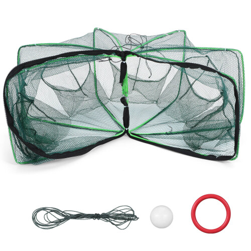3Pcs Lightweight Green Nylon Foldable Shrimp Net Portable Fish Trap 1