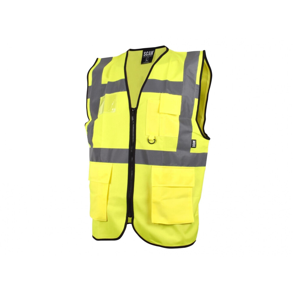 (Xl (48In), Multi Colour) Scan Hi-Vis Utility Yellow Waistcoat 5063750503745