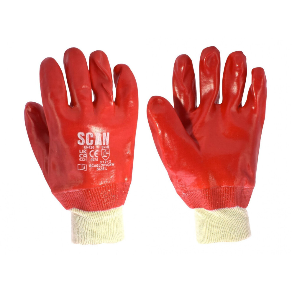 Scan Pvc Knitwrist Gloves - L (Size 9) 5063750503189