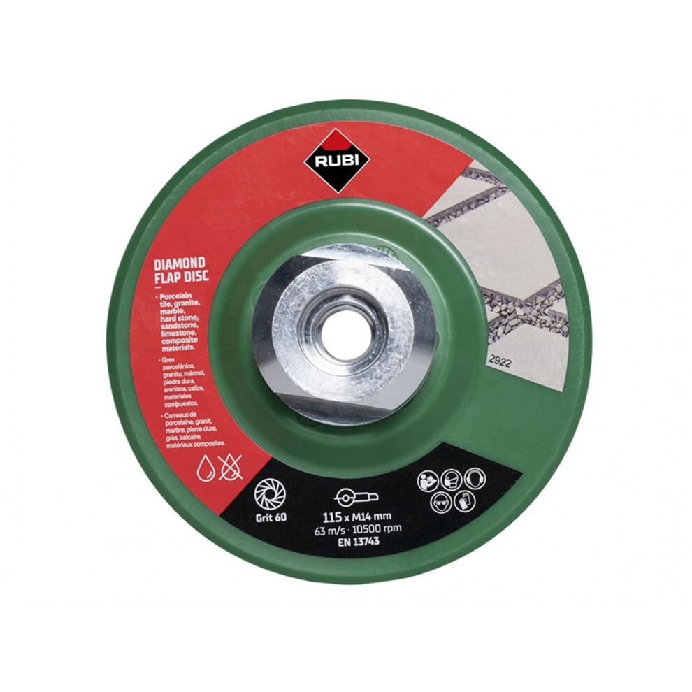 Rubi Tiling Tools Diamond Flap Disc 115Mm X 50/60 Grit 5063750499642