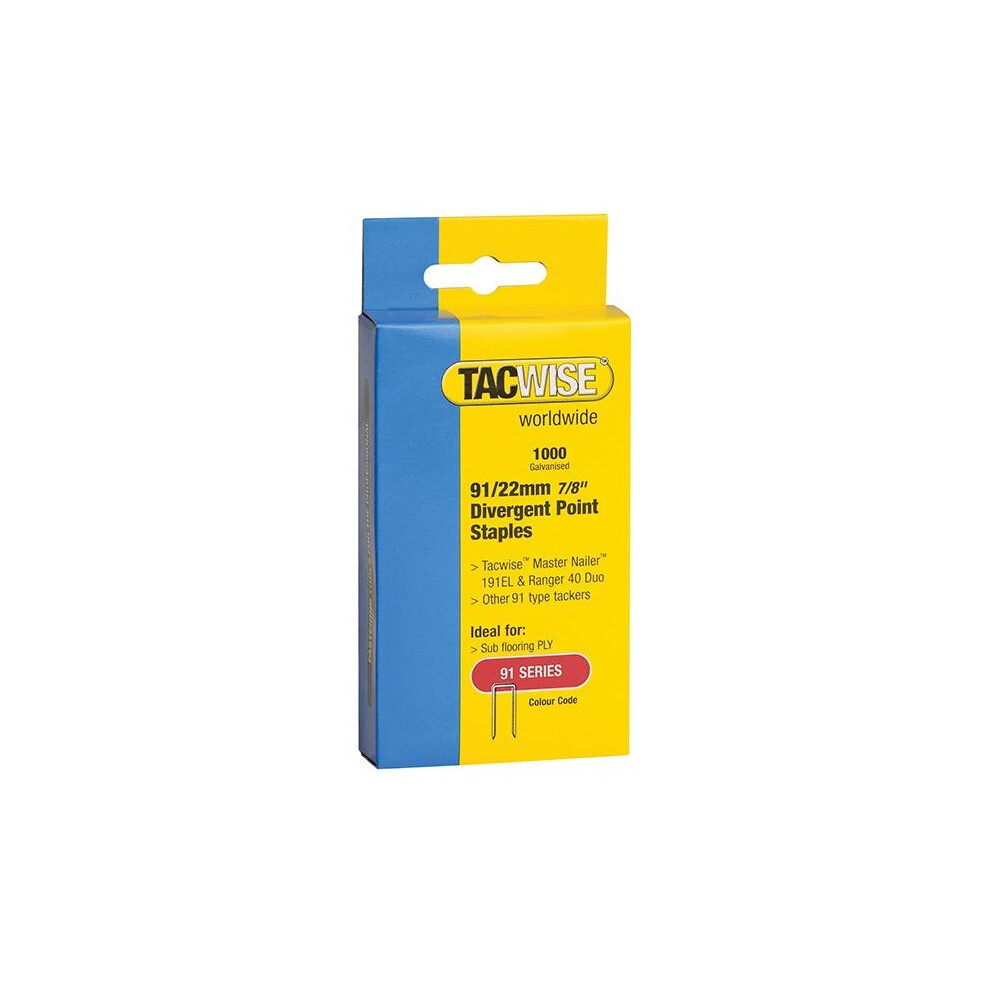 Tacwise 91 Series Divergent Point Staples 5063750517414