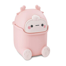 Trash Can with Lid, Cute Flip Desktop Trash Cans, Plastic Animal Shape Garbage Can ()