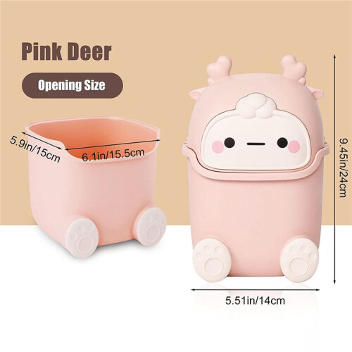 Trash Can with Lid, Cute Flip Desktop Trash Cans, Plastic Animal Shape Garbage Can () 1