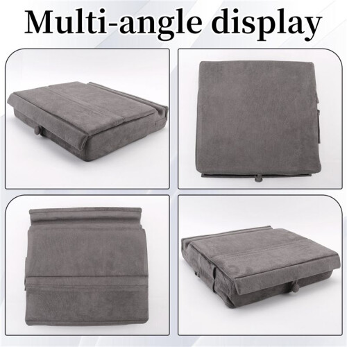 Tablet Pillow Stand with Storage Foldable Holder Angle Adjustable Soft Pad Dock for Bed and Laptop and Desk Gray 2