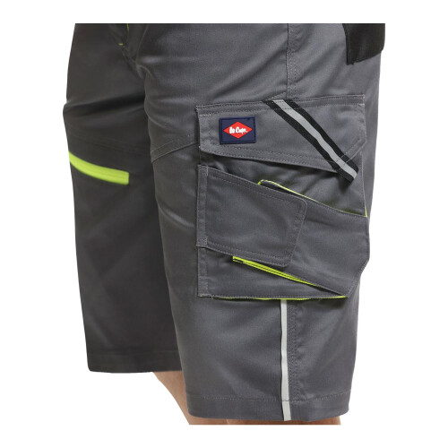 Lee Cooper (42R, Grey/Black) Lee Cooper Mens Stretch Reflective Multi Pocket Cargo Shorts 2