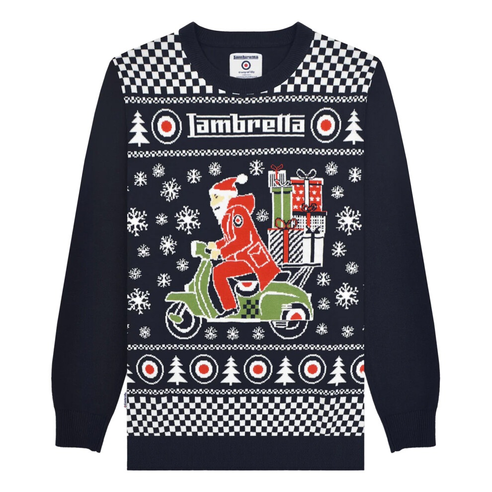 Lambretta (3Xl, Navy) Mens Aw25 Scooter Christmas Jumper Blue,Multicoloured