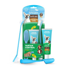 TropiClean Fresh Breath Mondverzorgingsset - Zachte Vinger Tandenborstel - Hondentandenpoetsset - Pindakaas en Honing Smaak