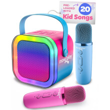 Move2Play, Mini Macchina Karaoke per Bambini | Include 20+ Canzoni per Bambini | 2 Microfoni | Connessione Bluetooth | Regalo per 3, 4, 5+ Anni