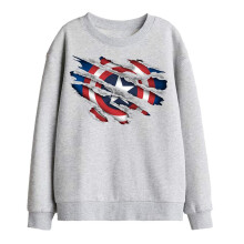 (9-11 Years, Athletic Heather) Captain America Childrens/Kids Torn Sweatshirt
